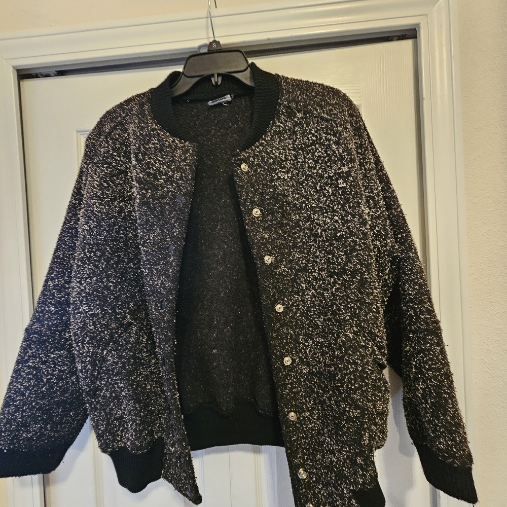 Black and White Textured Coat